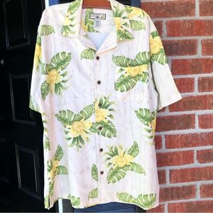 Caribbean Joe Hibiscus Hawaiian Shirt L